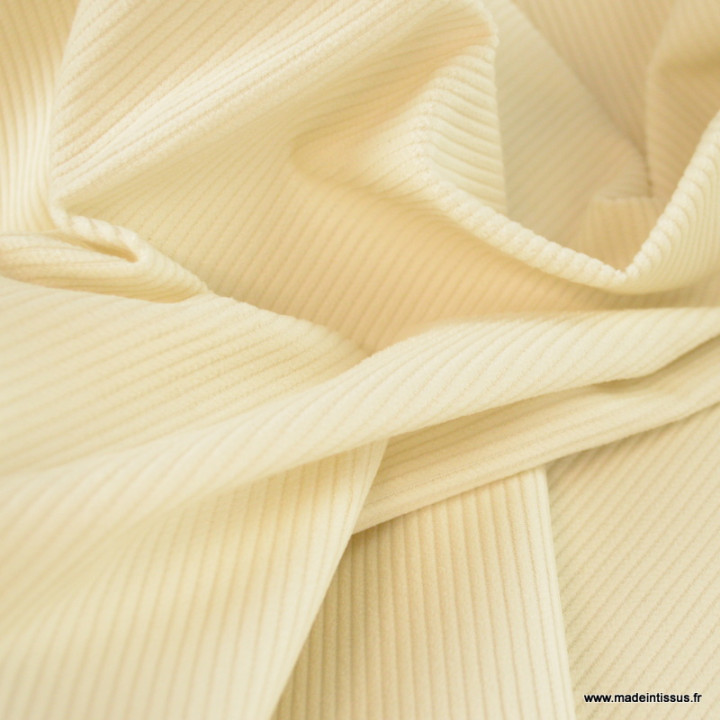 Tissu Velours cotelé 500 raies coloris écru - oeko tex