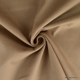Tissu Velours cotelé 500 raies coloris beige caribou - OEKO TEX
