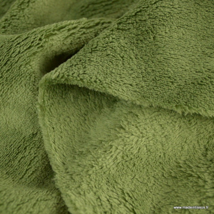 Tissu doudou ultra doux coloris vert fougère - oeko tex
