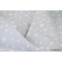 Tissu coton imprimé dessin étoiles blanc sur gris