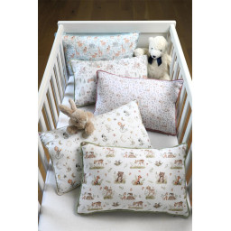 Tissu coton Roury motif animaux de la foret taupe fond blanc - OEKO TEX