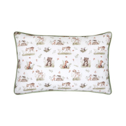 Tissu coton Roury motif animaux de la foret taupe fond blanc - OEKO TEX
