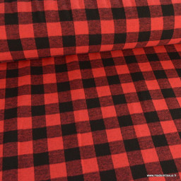 Jersey lainage lourd vichy rouge et noir grands carreaux