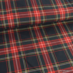Tissu Tartan écossais bleu marine et rouge
