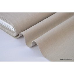 Tissu popeline coton uni tissé teint chambray coloris sable/taupe/beige