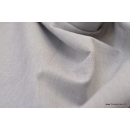 Tissu popeline coton uni tissé teint chambray coloris gris