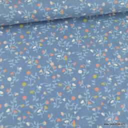 Tissu jean denim motif fleuri collection "Bluebelles" - Katia Fabrics