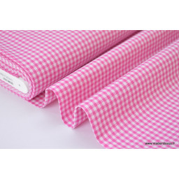 Tissu vichy petits carreaux 100%coton fuchsia x50cm
