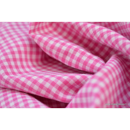 Tissu vichy petits carreaux 100%coton fuchsia x50cm