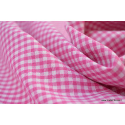 Tissu vichy petits carreaux 100%coton fuchsia x50cm