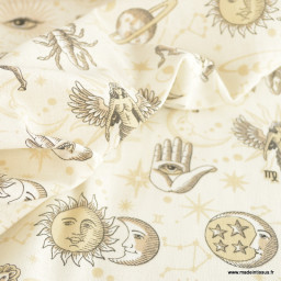 Tissu coton Cosmic motifs astrologie - Oeko tex