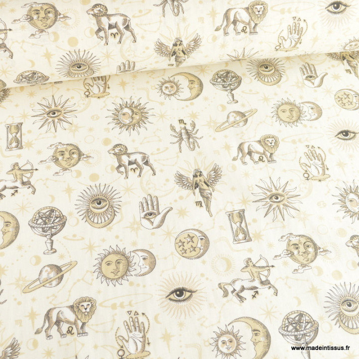 Tissu coton Cosmic motifs astrologie - Oeko tex