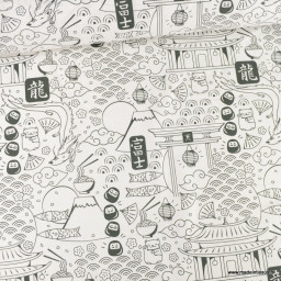 Tissu à colorier Domosan motifs japonais - Oeko tex