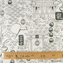 Tissu à colorier Domosan motifs japonais - OEKO TEX