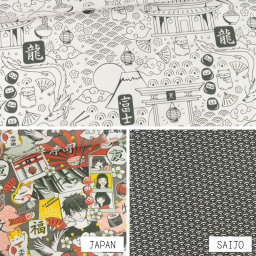 Tissu à colorier Domosan motifs japonais - Oeko tex