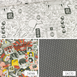 Tissu à colorier Domosan motifs japonais - OEKO TEX