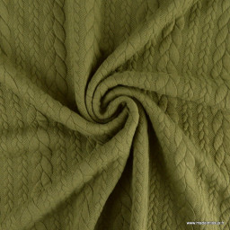 1 coupon de 90cm - Tissu jersey torsadé vert olive