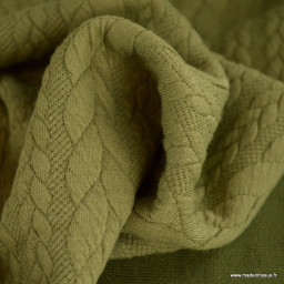 1 coupon de 90cm - Tissu jersey torsadé vert olive
