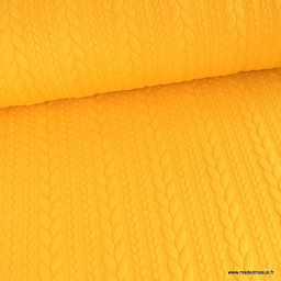 Tissu jersey torsadé jaune moutarde
