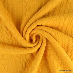 Tissu jersey torsadé jaune moutarde