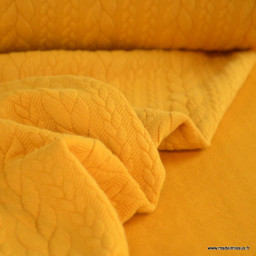 Tissu jersey torsadé jaune moutarde