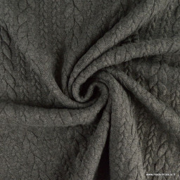 Tissu jersey torsadé gris anthracite