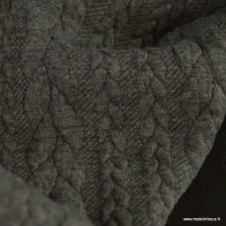 Tissu jersey torsadé gris anthracite