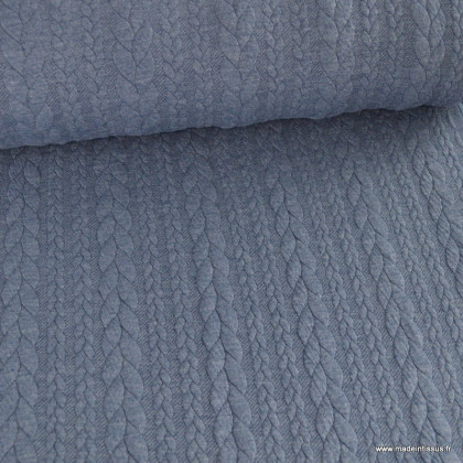 Tissu jersey torsadé bleu denim