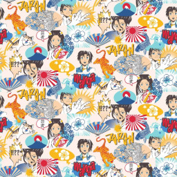 Tissu coton Kyoko motifs manga japonais - oeko tex