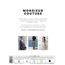 Livre Monsieur Couture : 16 modèles pour hommes du XS au XXL