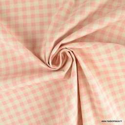 Tissu vichy en coton lavé - Rose