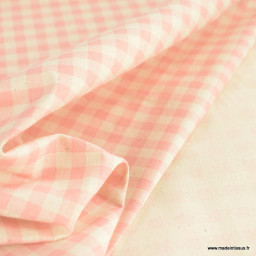 Tissu vichy en coton lavé - Rose