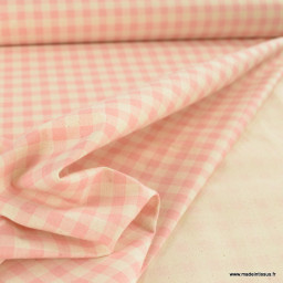 Tissu vichy en coton lavé - Rose