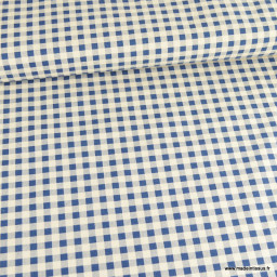 Tissu vichy en coton lavé - Bleu marine