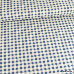 Tissu vichy en coton lavé - Bleu marine