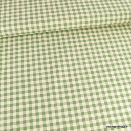 Tissu vichy en coton lavé - vert prairie
