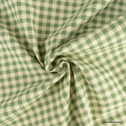 Tissu vichy en coton lavé - vert prairie