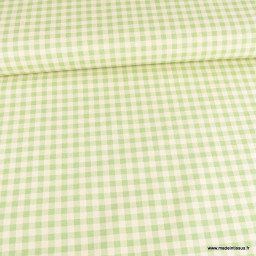 Tissu vichy en coton lavé - vert clair