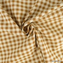 Tissu vichy en coton lavé - Camel - caramel