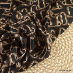 Tissu twill Viscose motif chaines fond noir