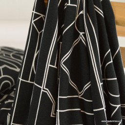 Tissu Jersey de Viscose motif graphique noir et blanc