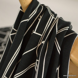 Tissu Jersey de Viscose motif graphique noir et blanc