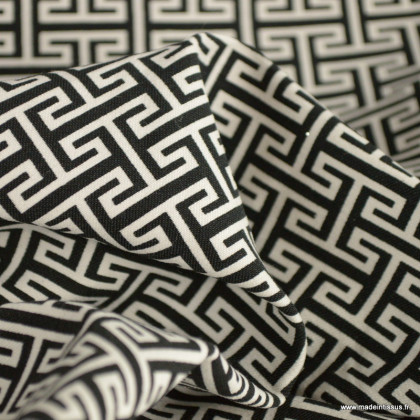 Tissu Bengaline motif graphique noir et blanc