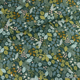 Tissu Rifle Paper en coton imprimé fleurs fond vert - collection Vintage Garden