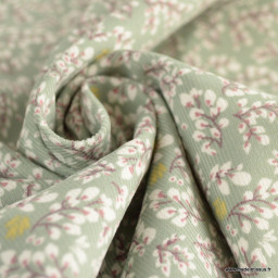 Tissu velours milleraies Mayeze motif fleurs Amande et Floride - oeko tex