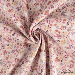 Tissu velours milleraies Shuni motif fleurs Rose fané - oeko tex