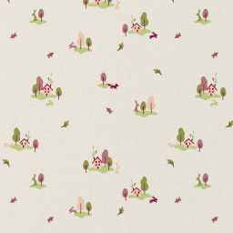 Tissu cretonne coton Houze motif petites maisons fond écru - oeko tex