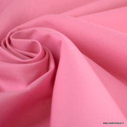 Tissu gabardine sergé polyester coton coloris Rose bonbon - oeko tex