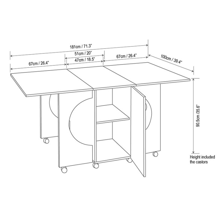 Table Meuble de couture compact pliante MK2