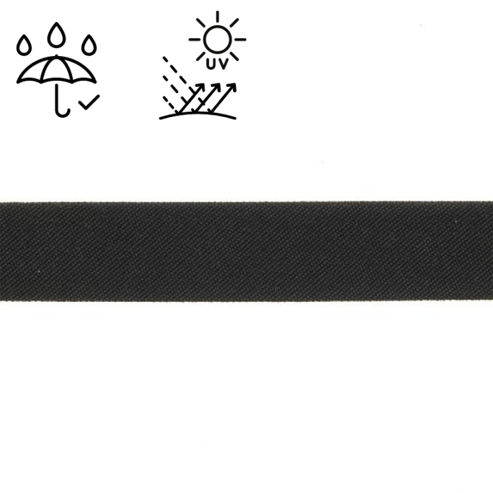 Biais d'extérieur imperméable anti UV 20 mm - noir